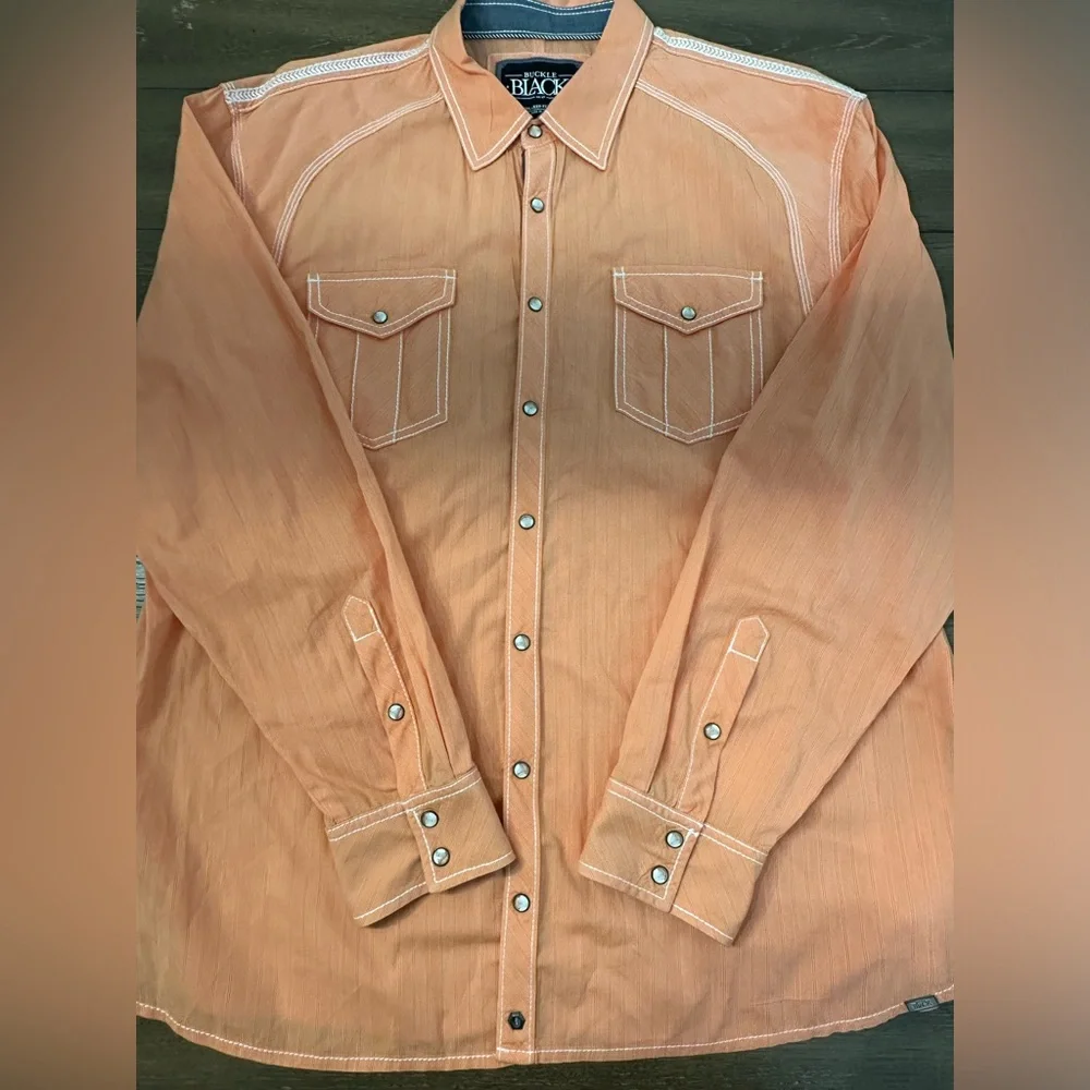 Buckle Black Relaxed Fit Long Sleeve Pearl Snap Shirt‎ Size XL Great Condition